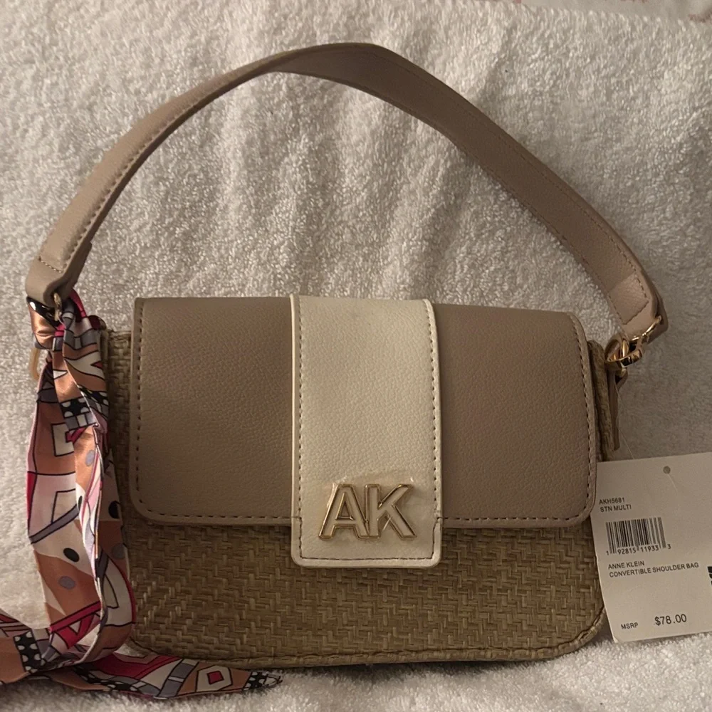 Anne Klein Tan and Cream Crossbody Bag - Picture 1 of 2